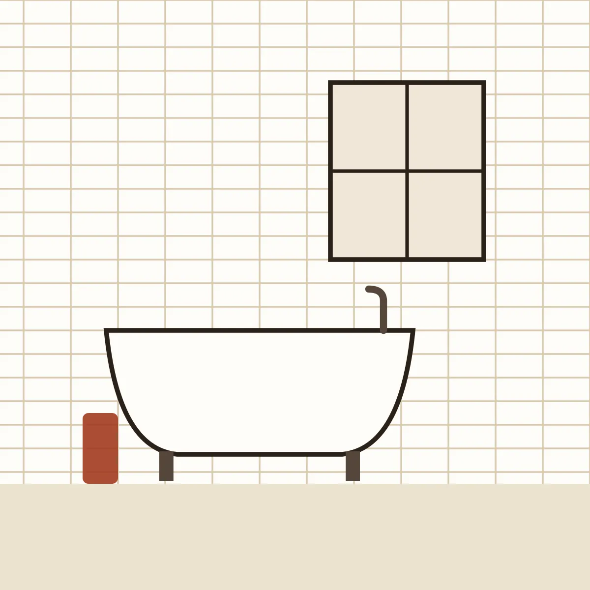 Freestanding bath beneath a window
