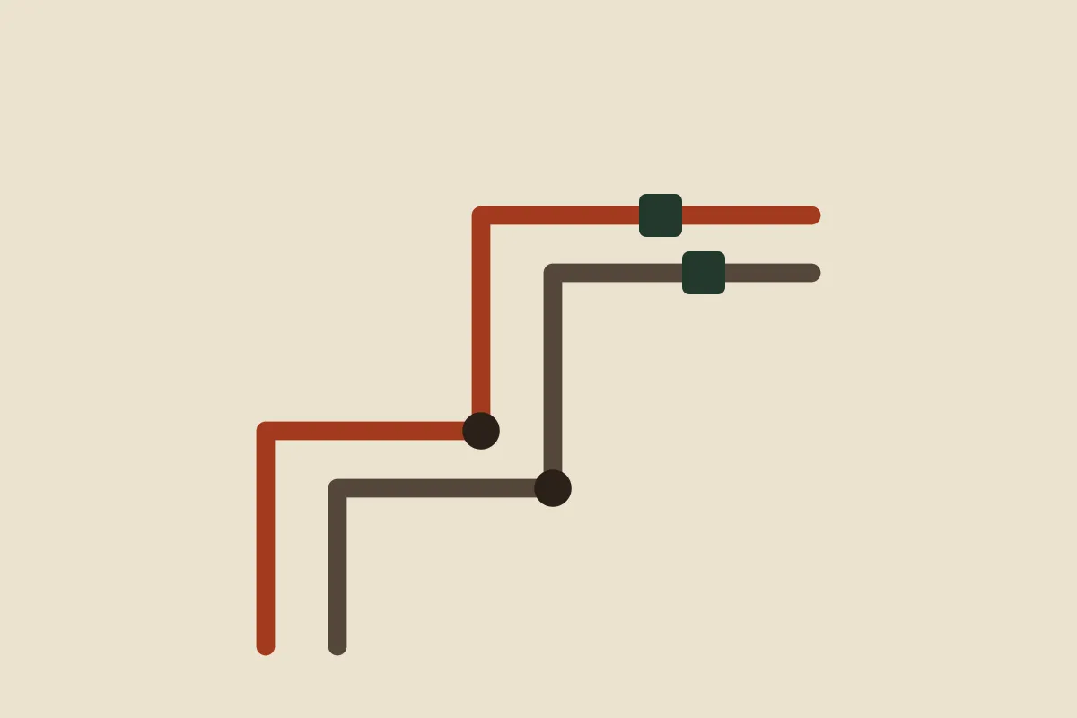 Copper pipework behind a bathroom wall